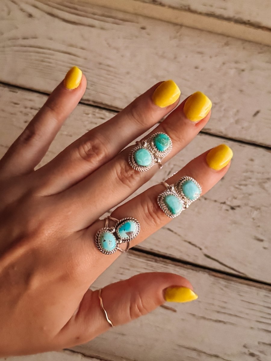 Dalhart 2 Stone Turquoise Ring - Horseshoe J & Co.