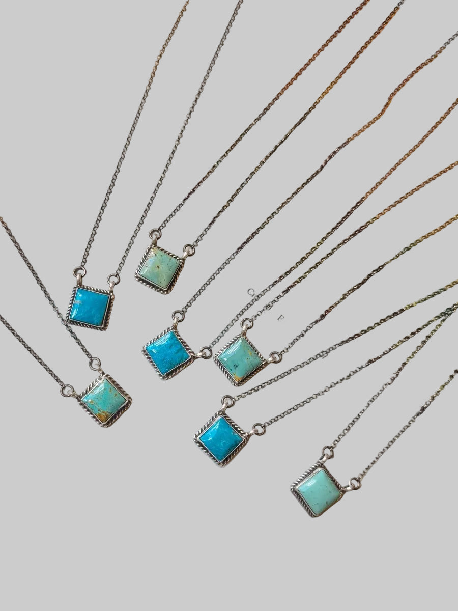 Damon Turquoise Square Necklace - Wooten's