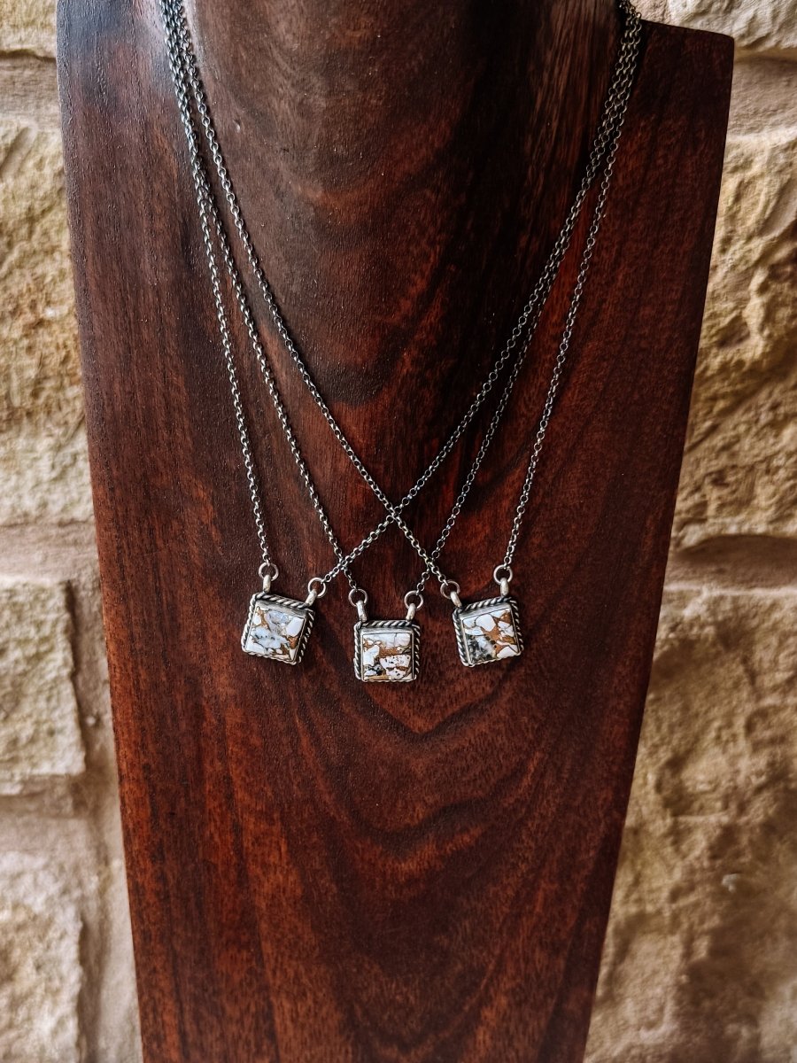 Damon White Buffalo Square Necklace - Horseshoe J & Co.