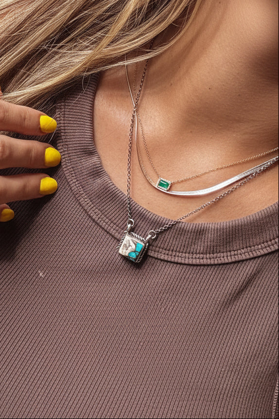 Damon White Buffalo Square Necklace - Wooten's