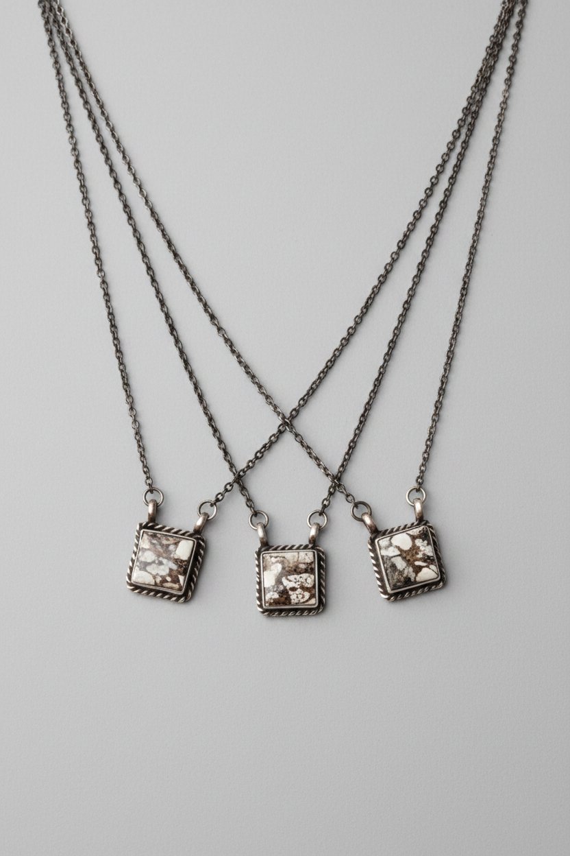 Damon White Buffalo Square Necklace - Wooten's