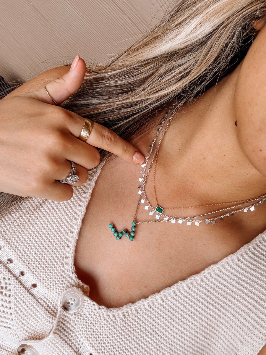 Diamond - Shaped Drops Necklace 18" - Horseshoe J & Co.