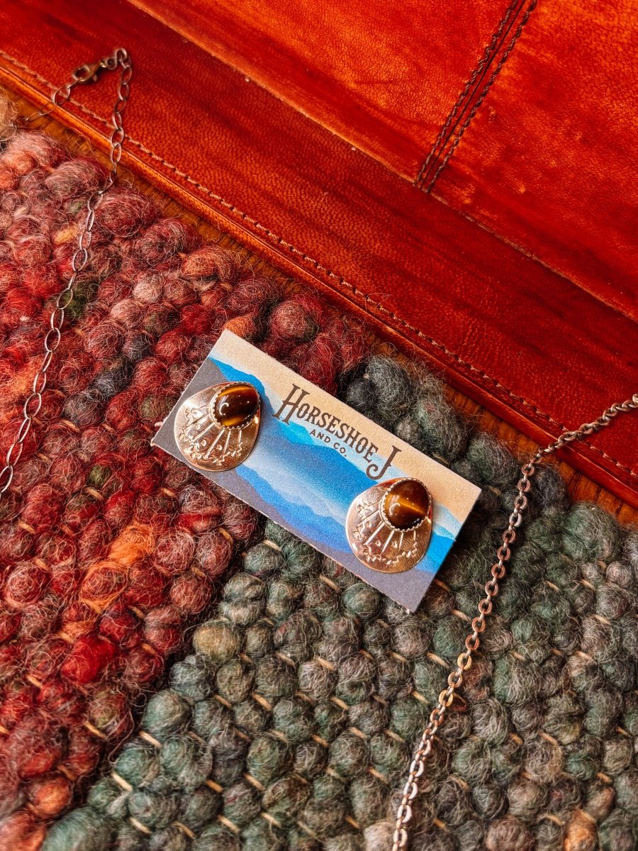 Donie Malachite/Tiger Eye Earrings - Wooten's