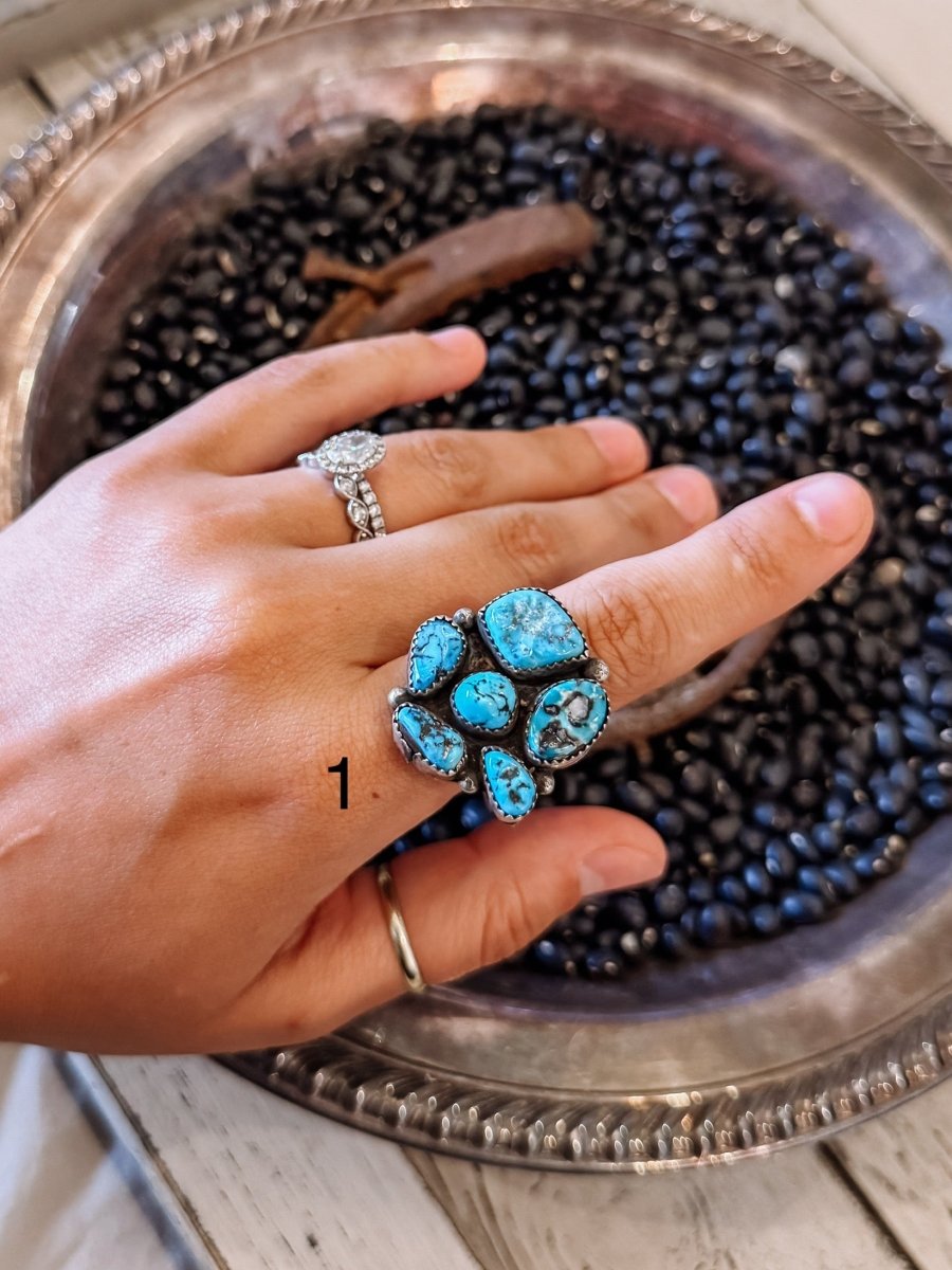 Drifter Adjustable Turquoise Cluster Ring - Horseshoe J & Co.