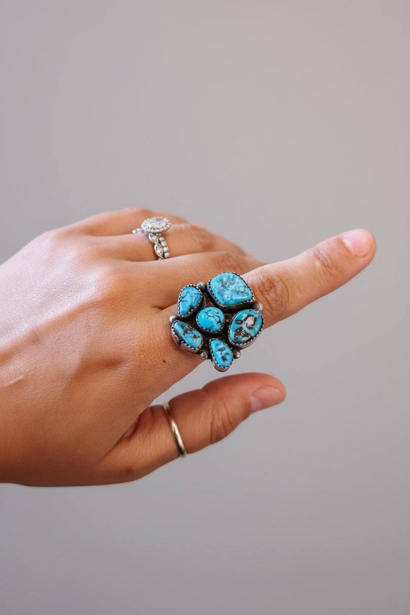 Drifter Adjustable Turquoise Cluster Ring - Wooten's