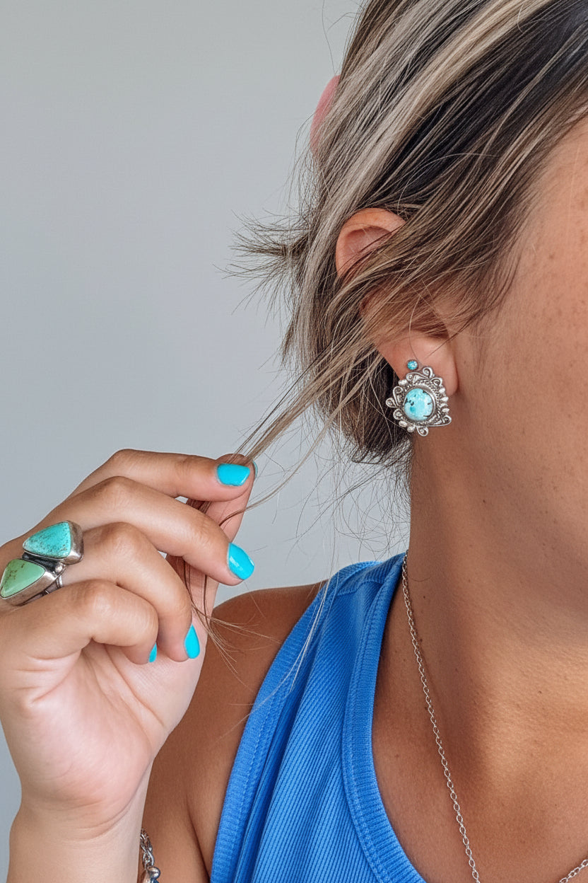 Ector Golden Hills Turquoise Earrings - earrings - Wooten's