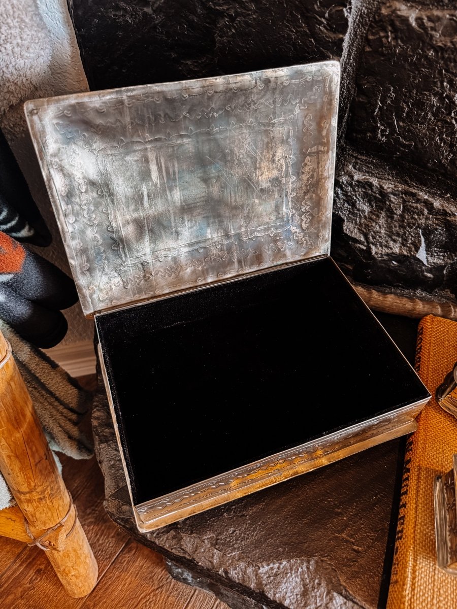 Ellis Stamped Box With Turquoise - Wooten's