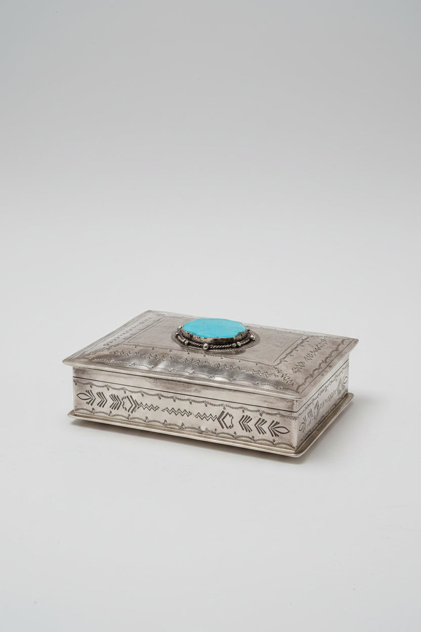 Ellis Stamped Box With Turquoise - Wooten's