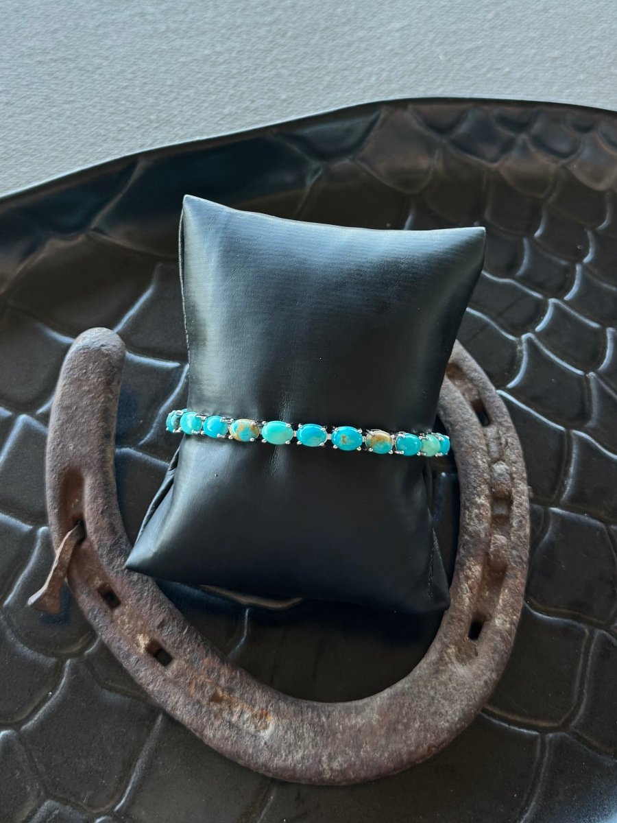 Even Cowgirls Get The Blues Turquoise Tennis Bracelet - Horseshoe J & Co.