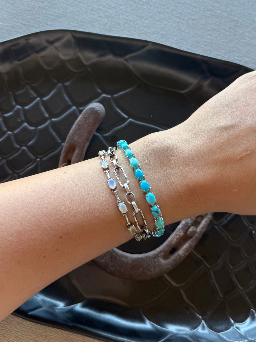 Even Cowgirls Get The Blues Turquoise Tennis Bracelet - Horseshoe J & Co.