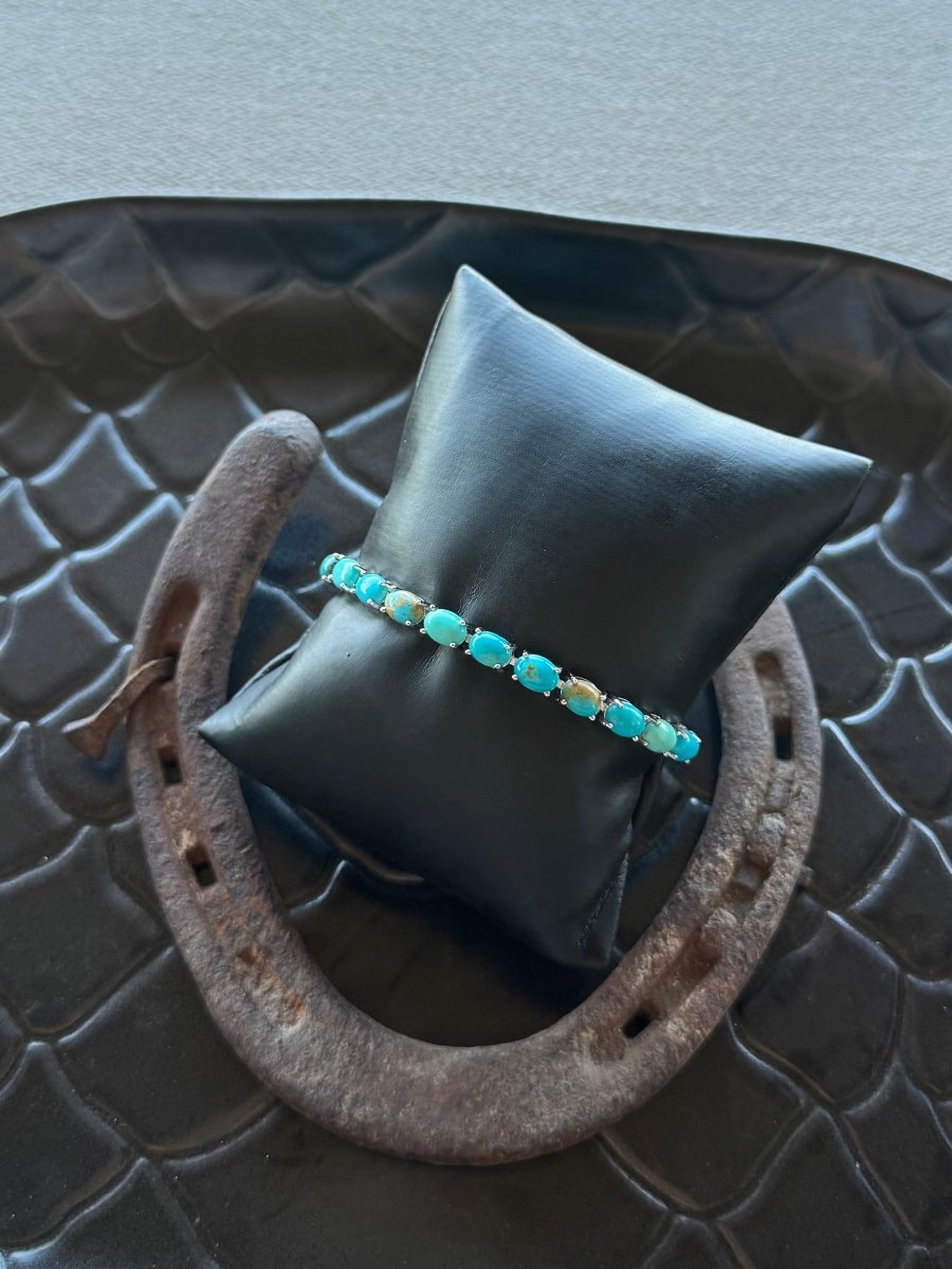 Even Cowgirls Get The Blues Turquoise Tennis Bracelet - Horseshoe J & Co.