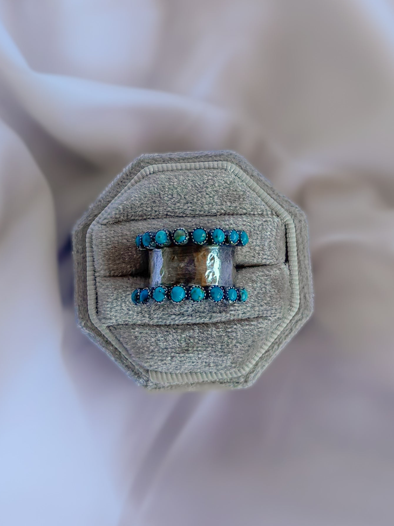 Farson Turquoise Hammered Ring - Wooten's