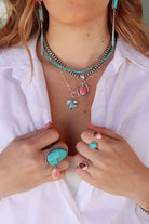 Fort Rock Rose Dahlia + Turquoise Open Ring - Wooten's