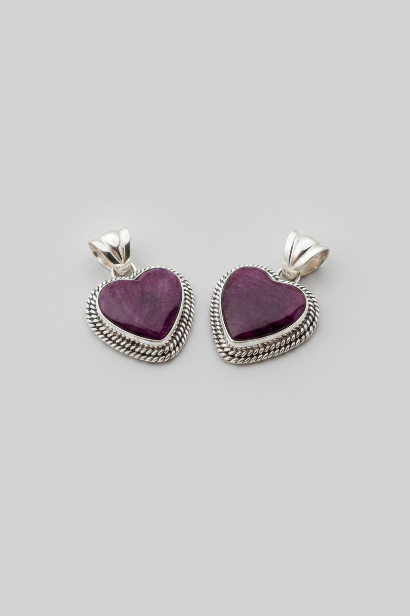 Hamlin Purple Spiny Oyster Heart Necklace Pendant - Wooten's