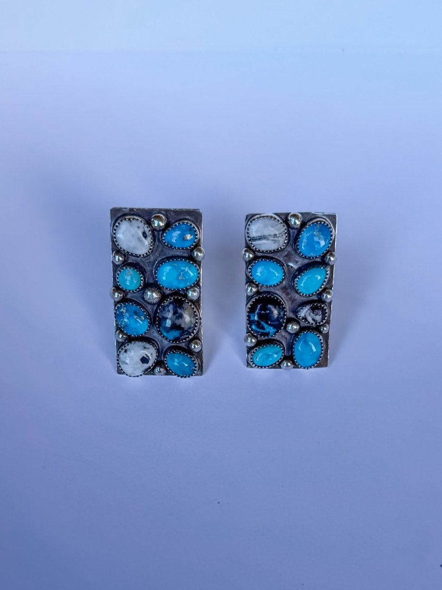Harley Adjustable Turquoise + White Buffalo Cluster Ring - Wooten's
