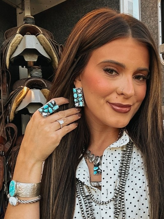 Harley Turquoise + White Buffalo Cluster Earrings - Wooten's