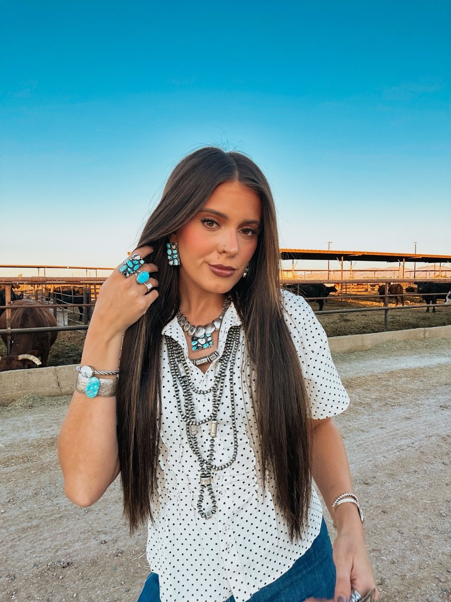 Harley Turquoise + White Buffalo Cluster Earrings - Wooten's