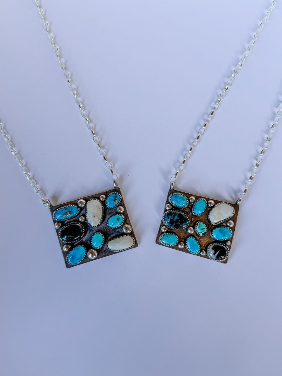 Harley Turquoise + White Buffalo Cluster Necklace - Wooten's