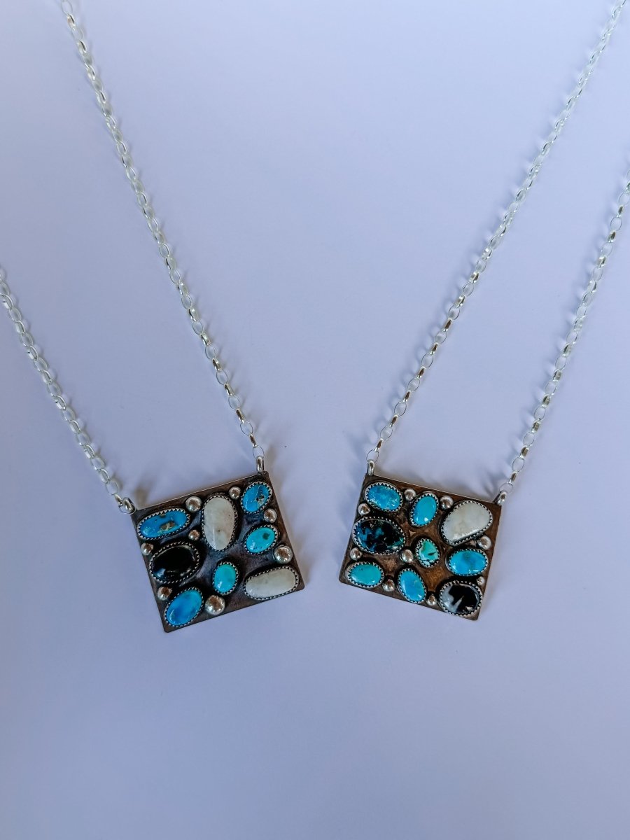 Harley Turquoise + White Buffalo Cluster Necklace - Wooten's