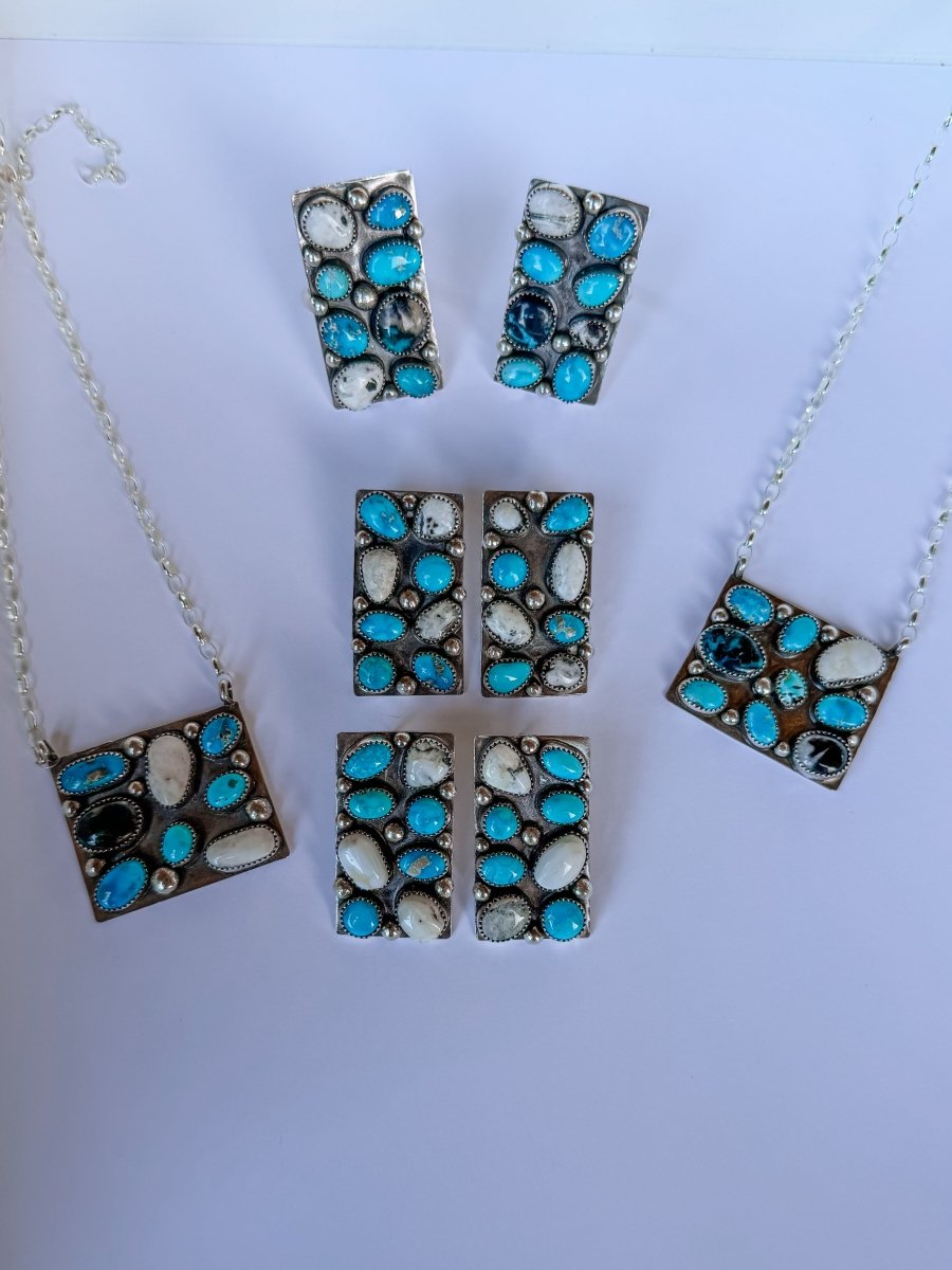 Harley Turquoise + White Buffalo Cluster Necklace - Wooten's