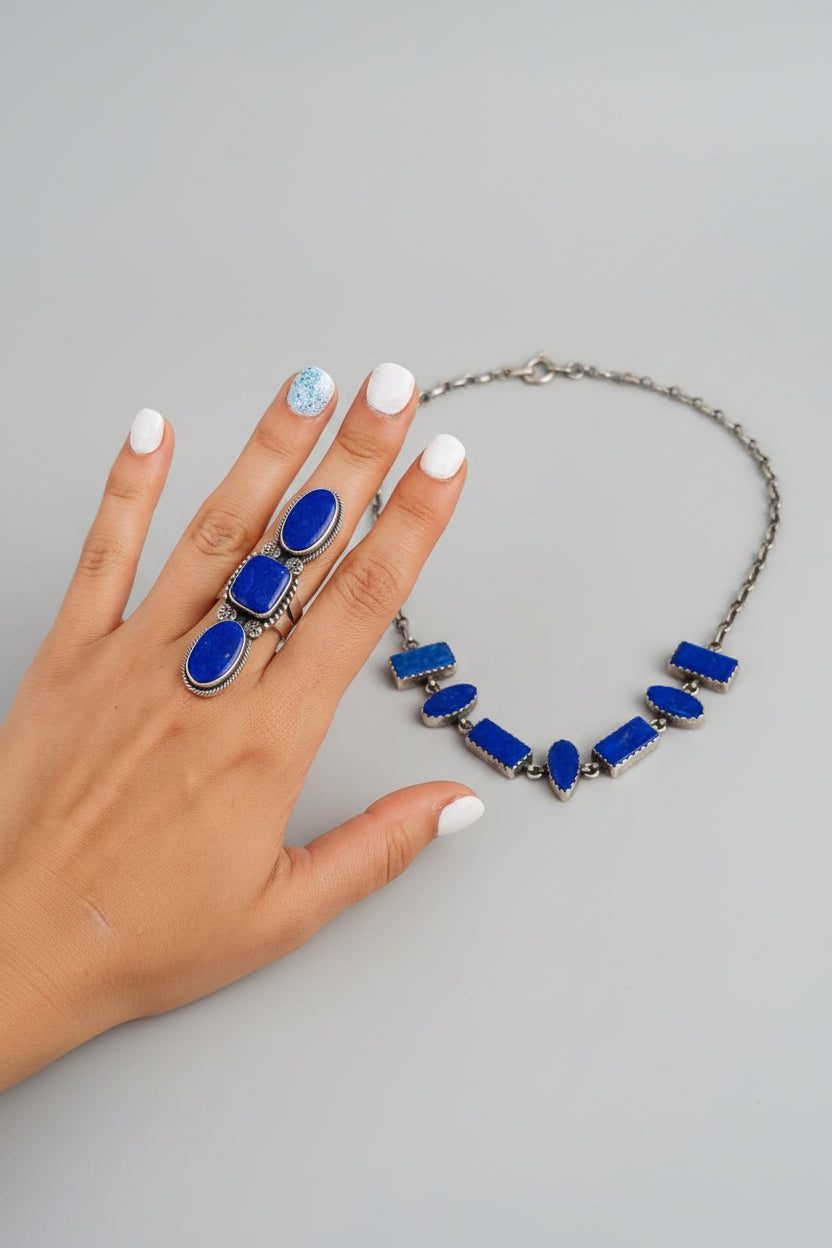 Heber Blue Lapis 3 Stone Adjustable Ring - Wooten's