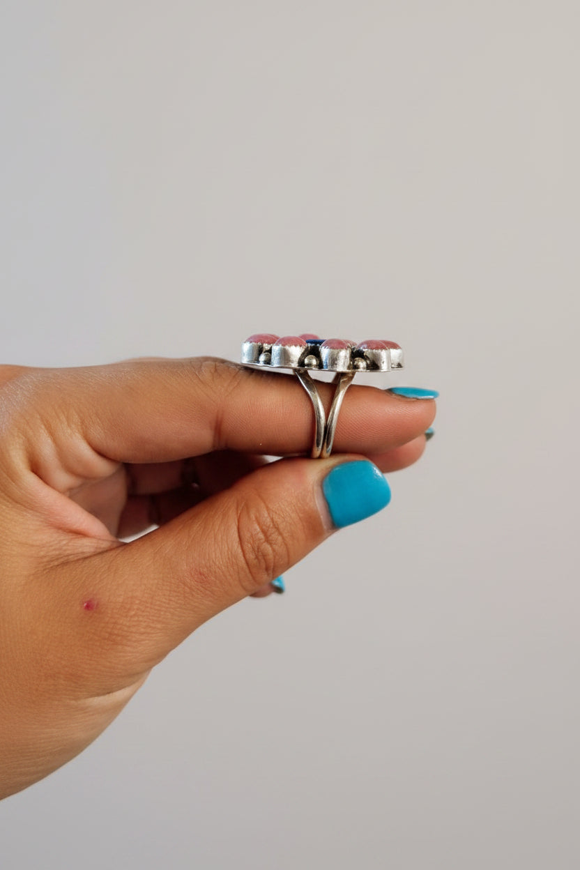 Hemphill Rhodonite + Lapis Cluster Ring - ring - Wooten's