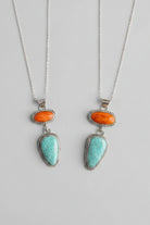 Henderson Orange Spiny Oyster + Turquoise 2 Stone Necklace - Wooten's