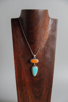Henderson Orange Spiny Oyster + Turquoise 2 Stone Necklace - Wooten's