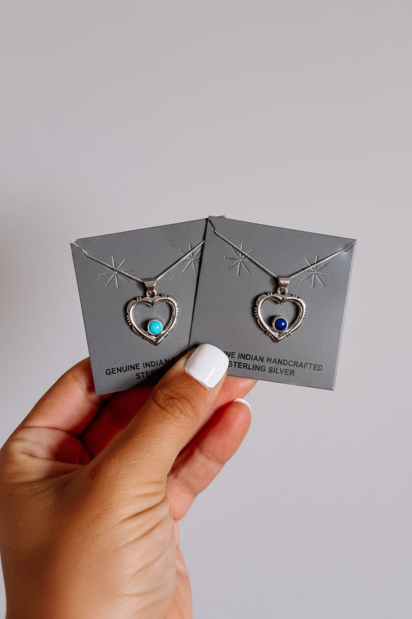 Hico Turquoise or Lapis Heart Necklace - Wooten's