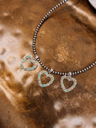 Hollow Heart Turquoise Necklace Pendant - Horseshoe J & Co.