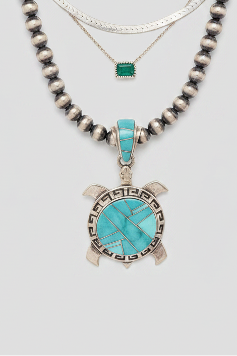Hooks Turquoise Turtle Necklace Pendant - Wooten's