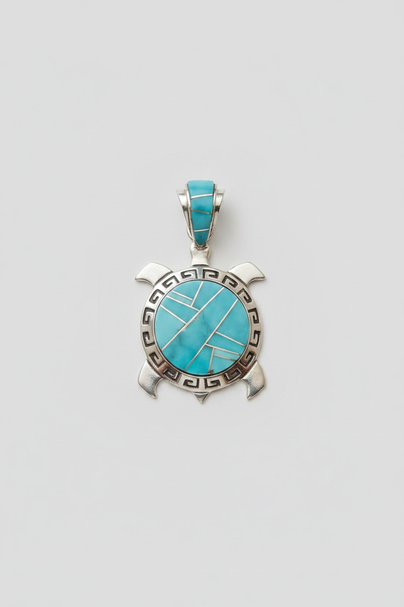 Hooks Turquoise Turtle Necklace Pendant - Wooten's