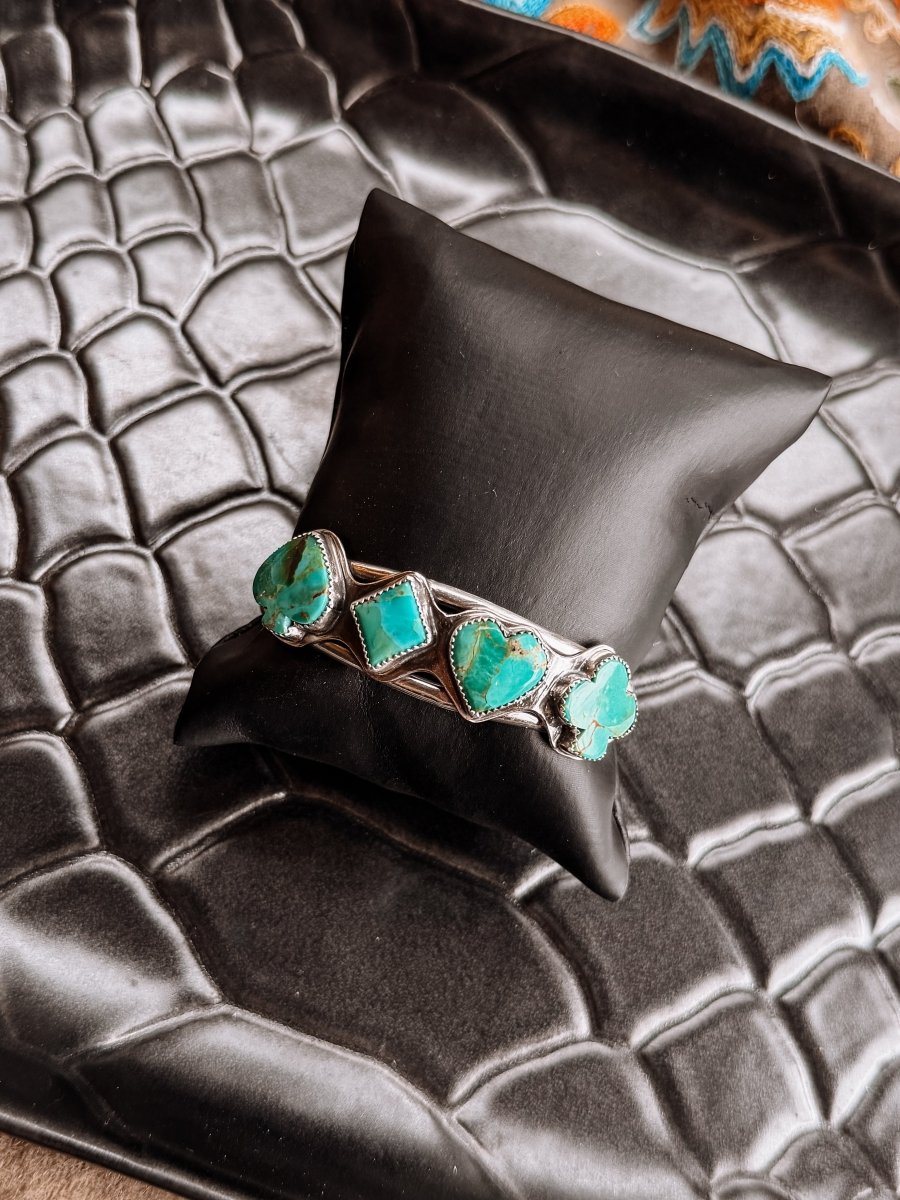 Houck Turquoise Card Suit Cuff Bracelet - Horseshoe J & Co.