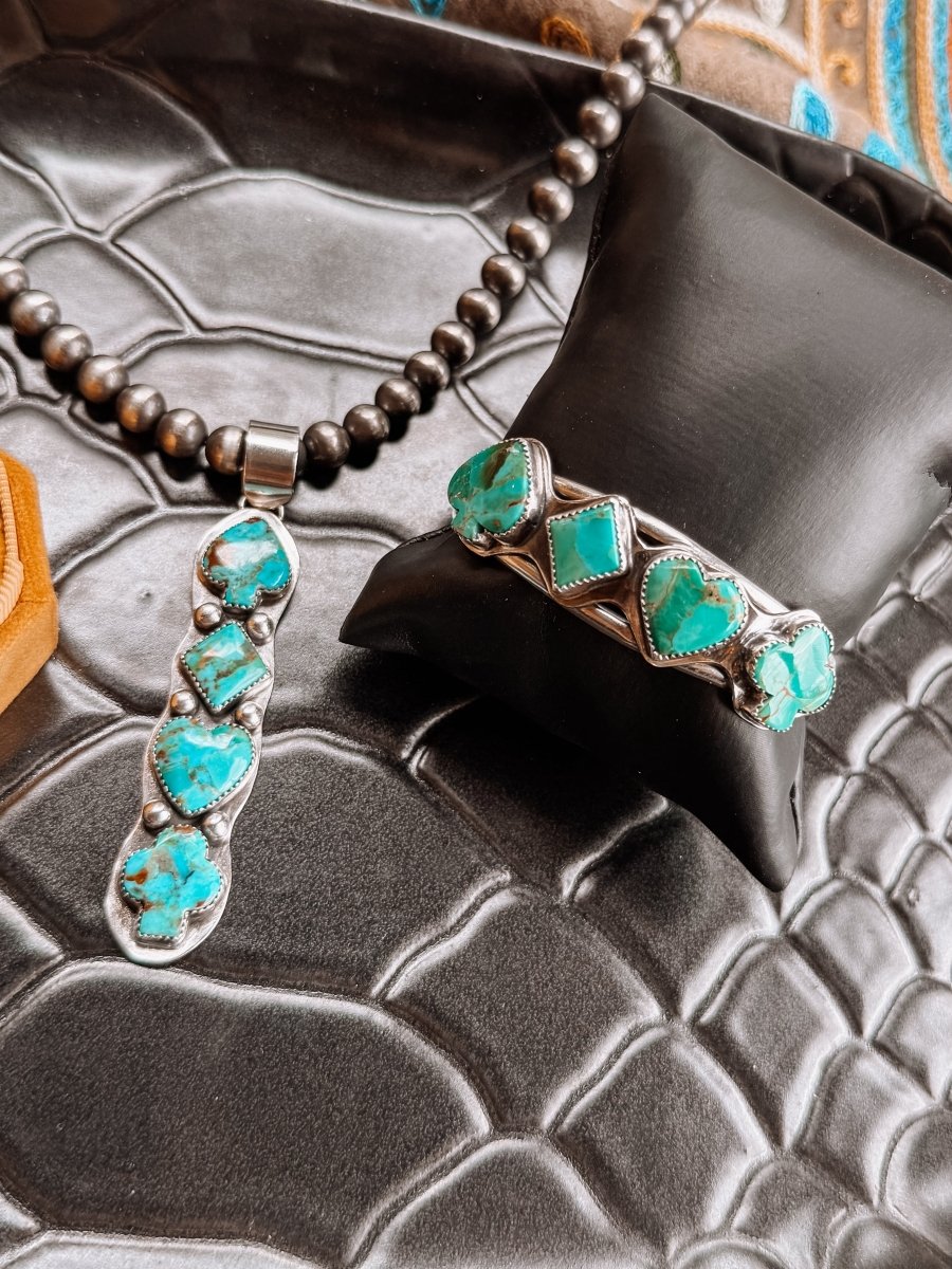Houck Turquoise Card Suit Cuff Bracelet - Horseshoe J & Co.