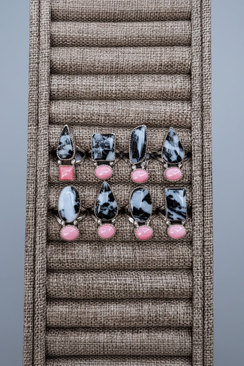 Hyder Zebra Jasper and Pink Conch 2 Stone Ring - Wooten's
