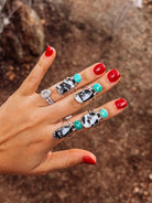 Hyder Zebra Jasper and Turquoise 2 Stone Ring - Horseshoe J & Co.