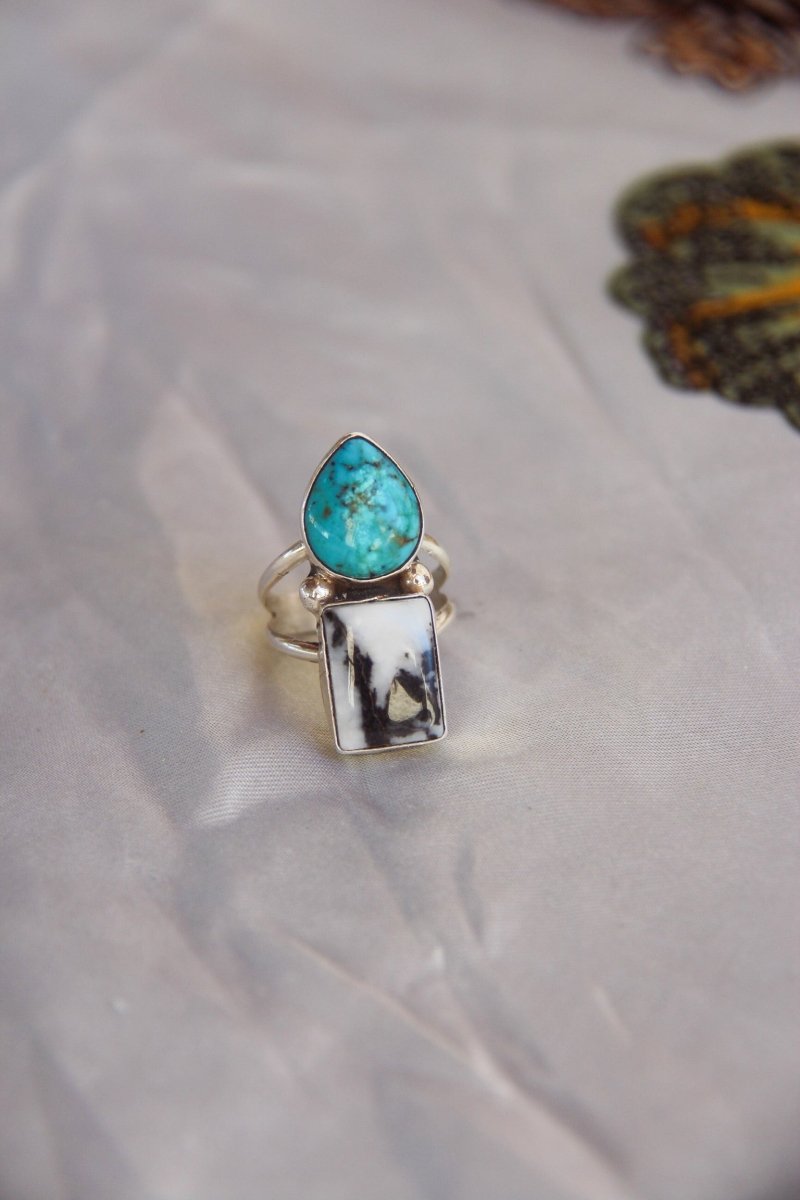 Hyder Zebra Jasper and Turquoise 2 Stone Ring - Horseshoe J & Co.