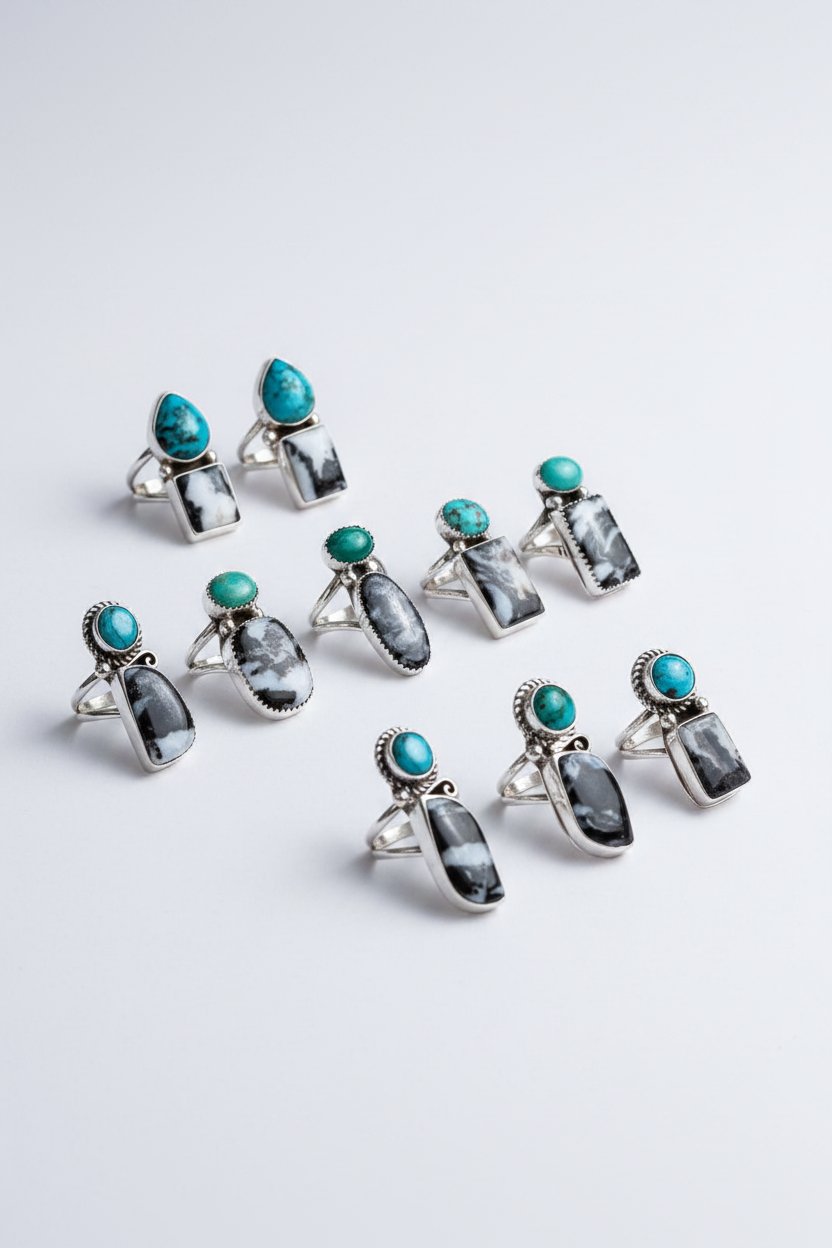 Hyder Zebra Jasper and Turquoise 2 Stone Ring - Wooten's