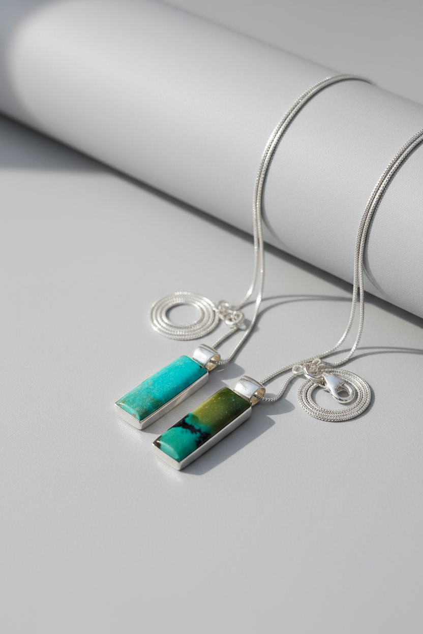 Itasca Turquoise Rectangle Necklace Pendant - Wooten's