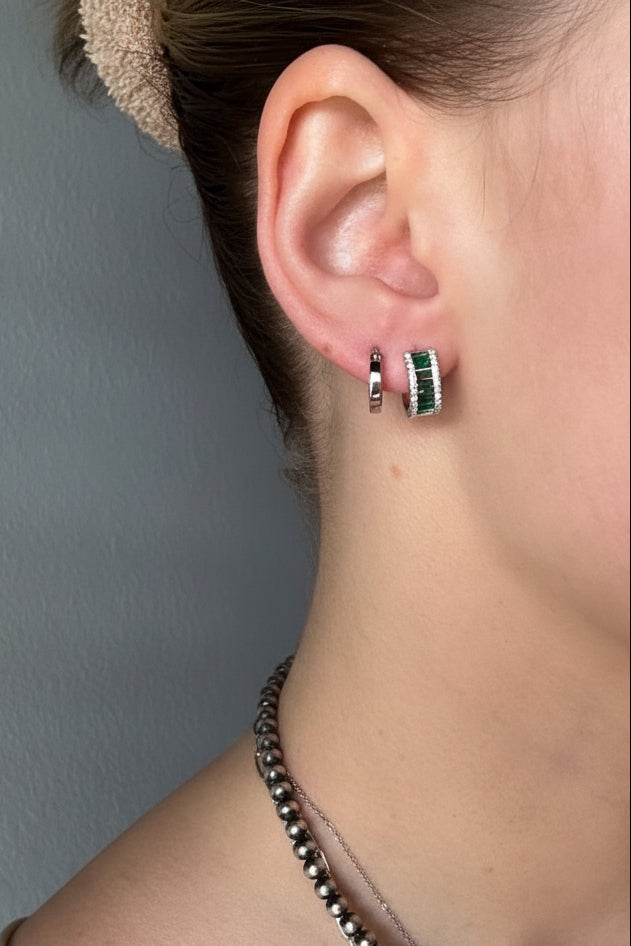 Joplin Emerald Baguette Hoops - Wooten's