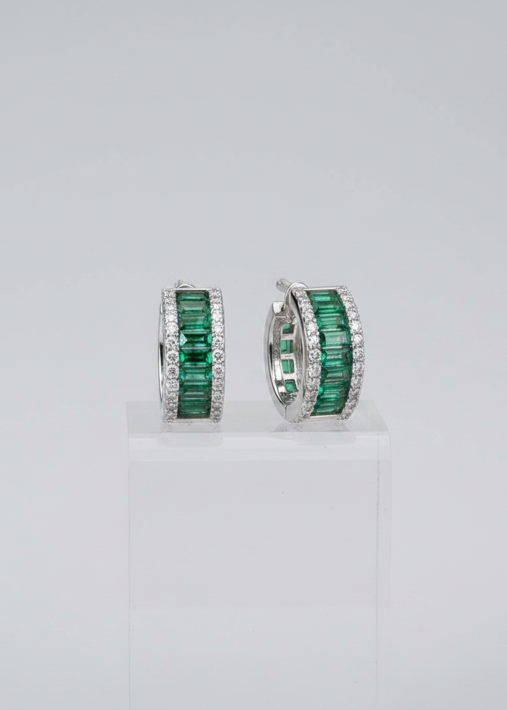 Joplin Emerald Baguette Hoops - Wooten's