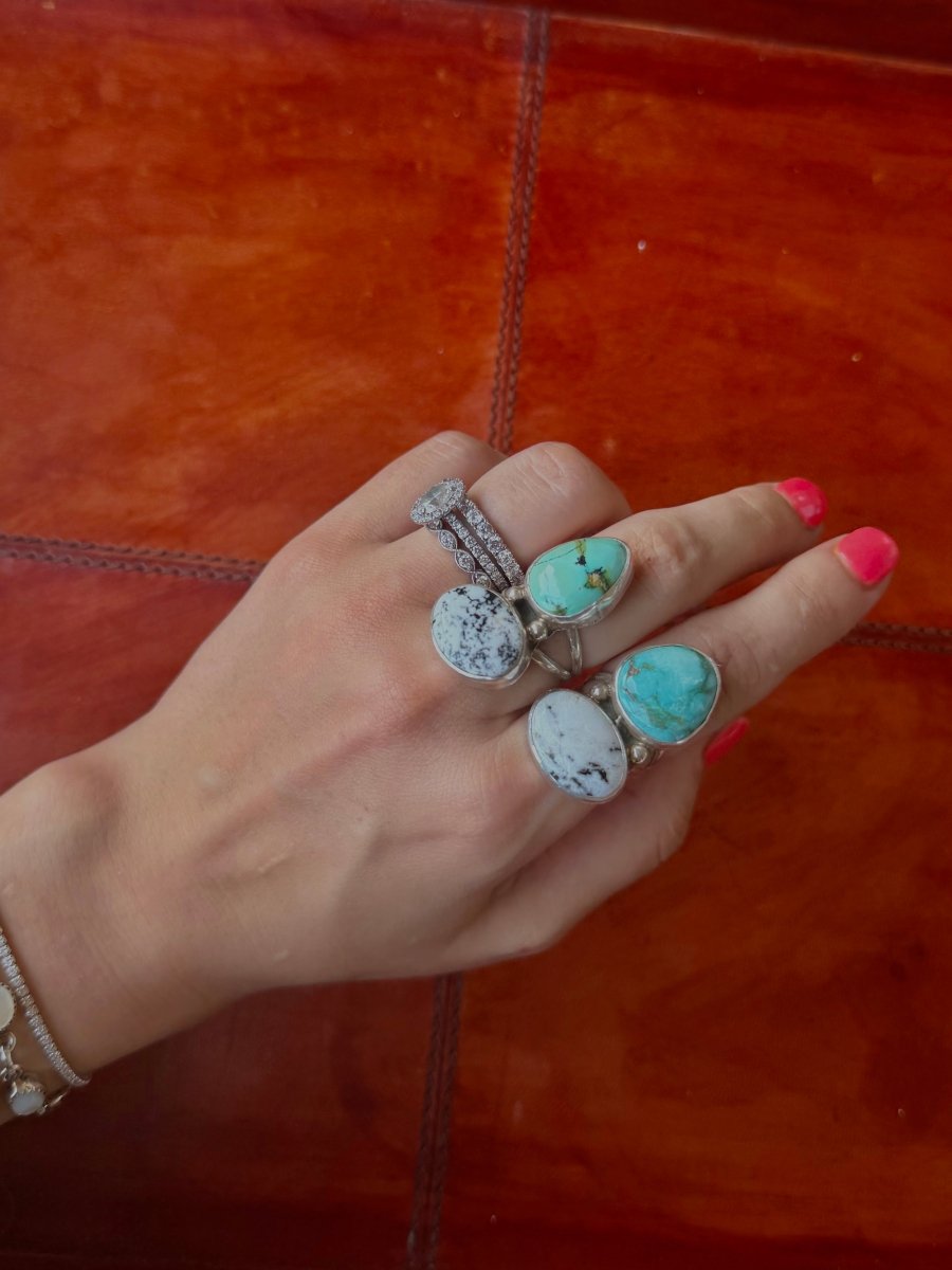 Keeline White Buffalo + Turquoise Ring - Horseshoe J & Co.