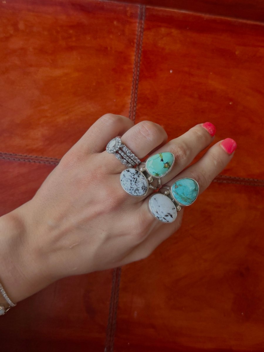Keeline White Buffalo + Turquoise Ring - Horseshoe J & Co.