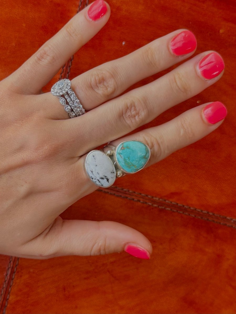 Keeline White Buffalo + Turquoise Ring - Horseshoe J & Co.