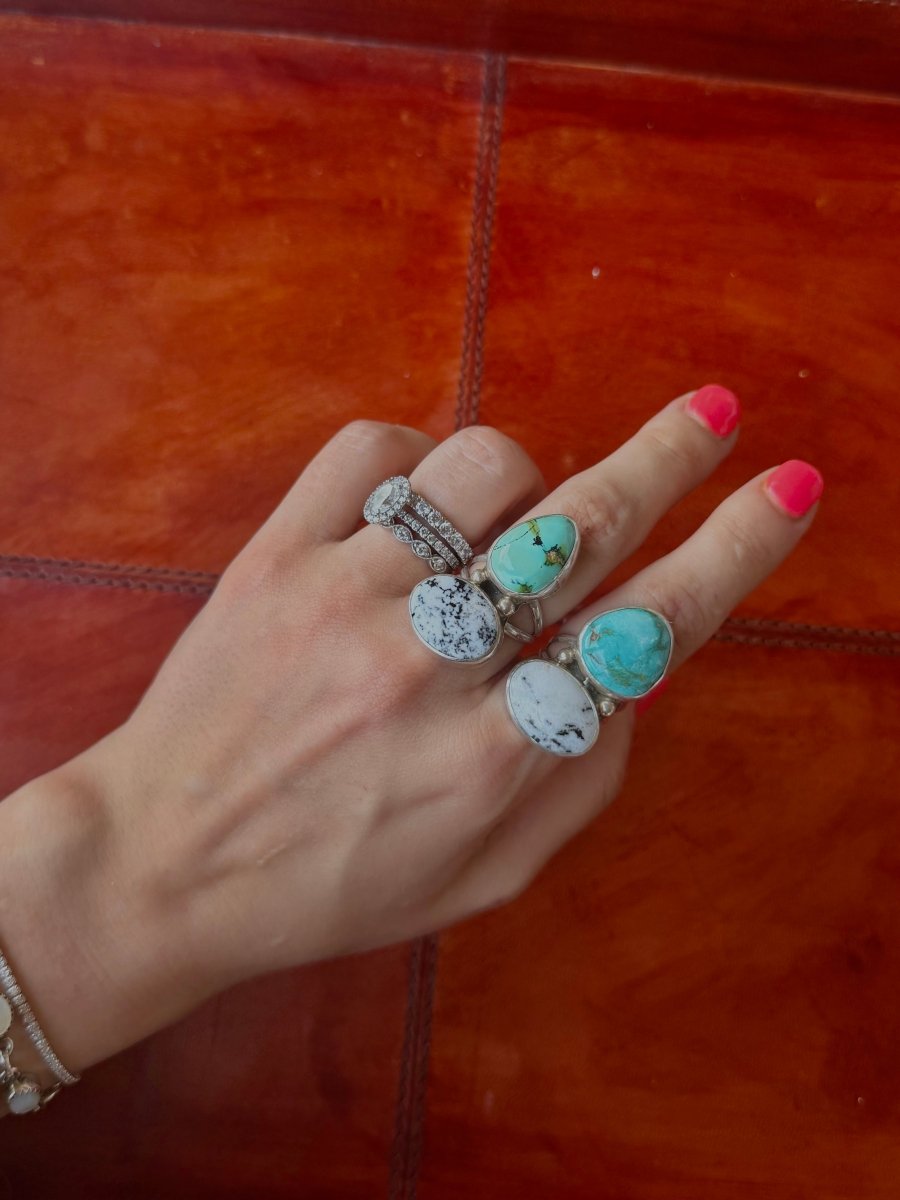 Keeline White Buffalo + Turquoise Ring - Horseshoe J & Co.