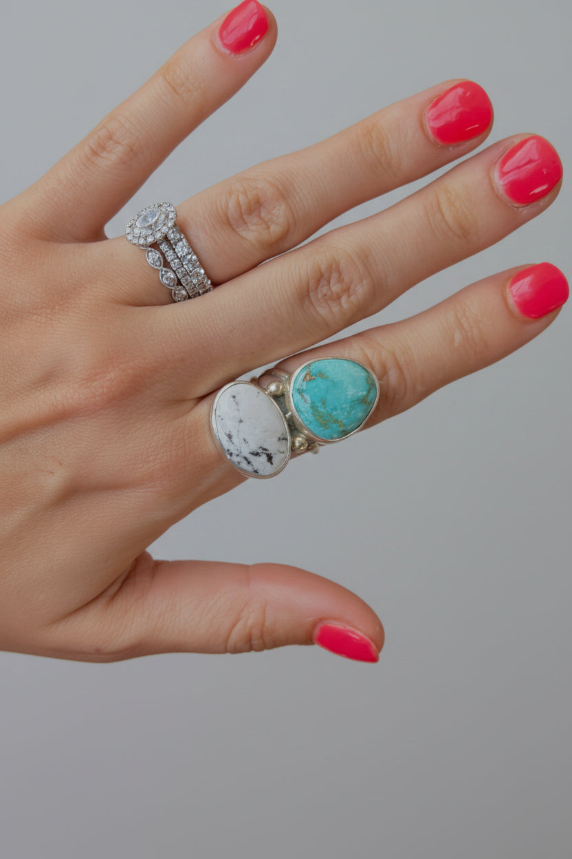 Keeline White Buffalo + Turquoise Ring - Wooten's