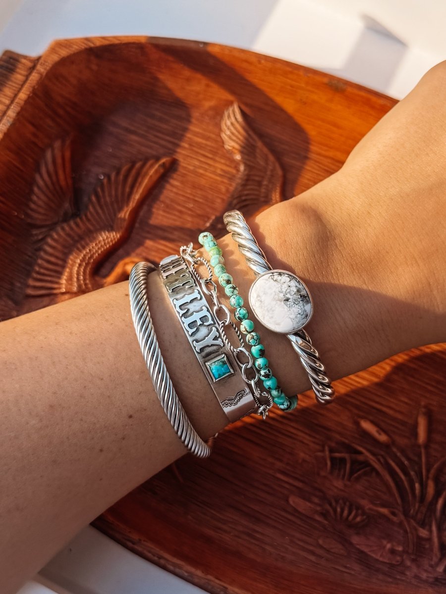 Keithville White Buffalo Cable Cuff - Horseshoe J & Co.