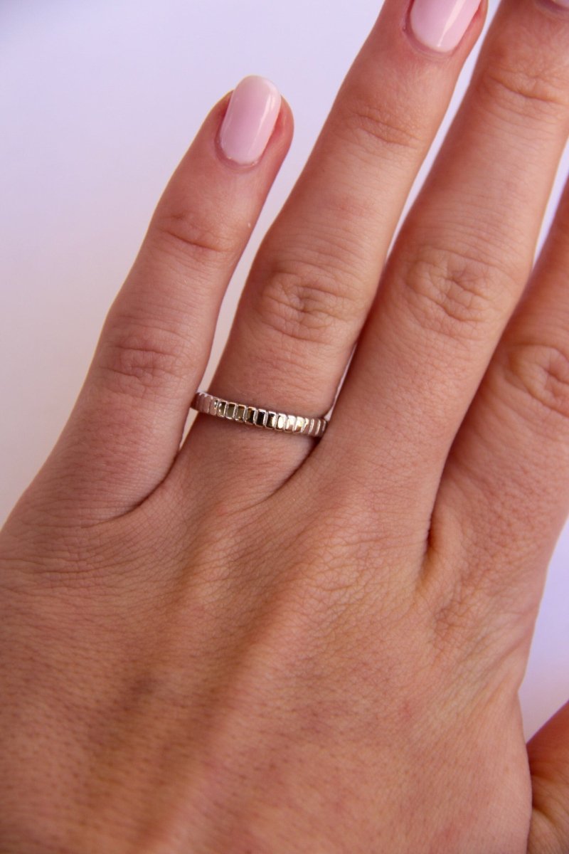 Kirby Silver Textured Ring - Horseshoe J & Co.