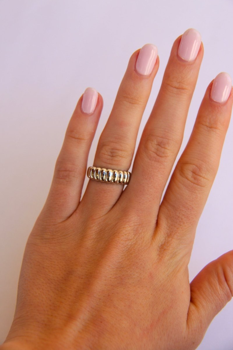 Kirby Statement Textured Ring - Horseshoe J & Co.