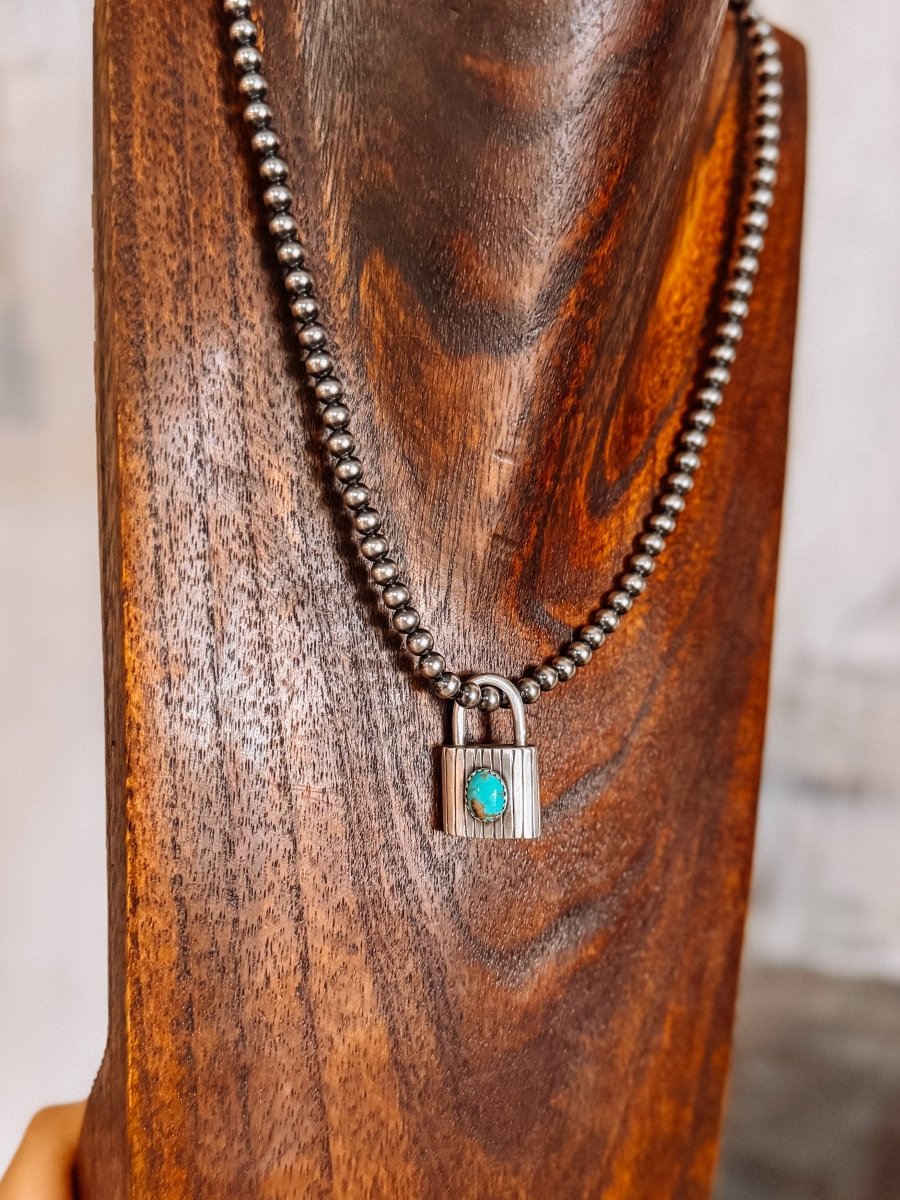 Lamar Turquoise Locket Necklace Pendant - Horseshoe J & Co.